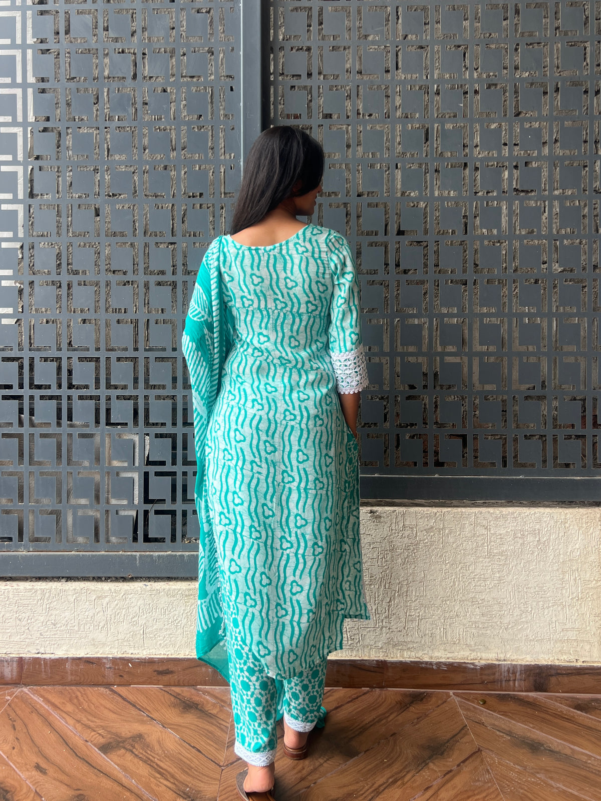 Sea Green Batik Kurta Set
