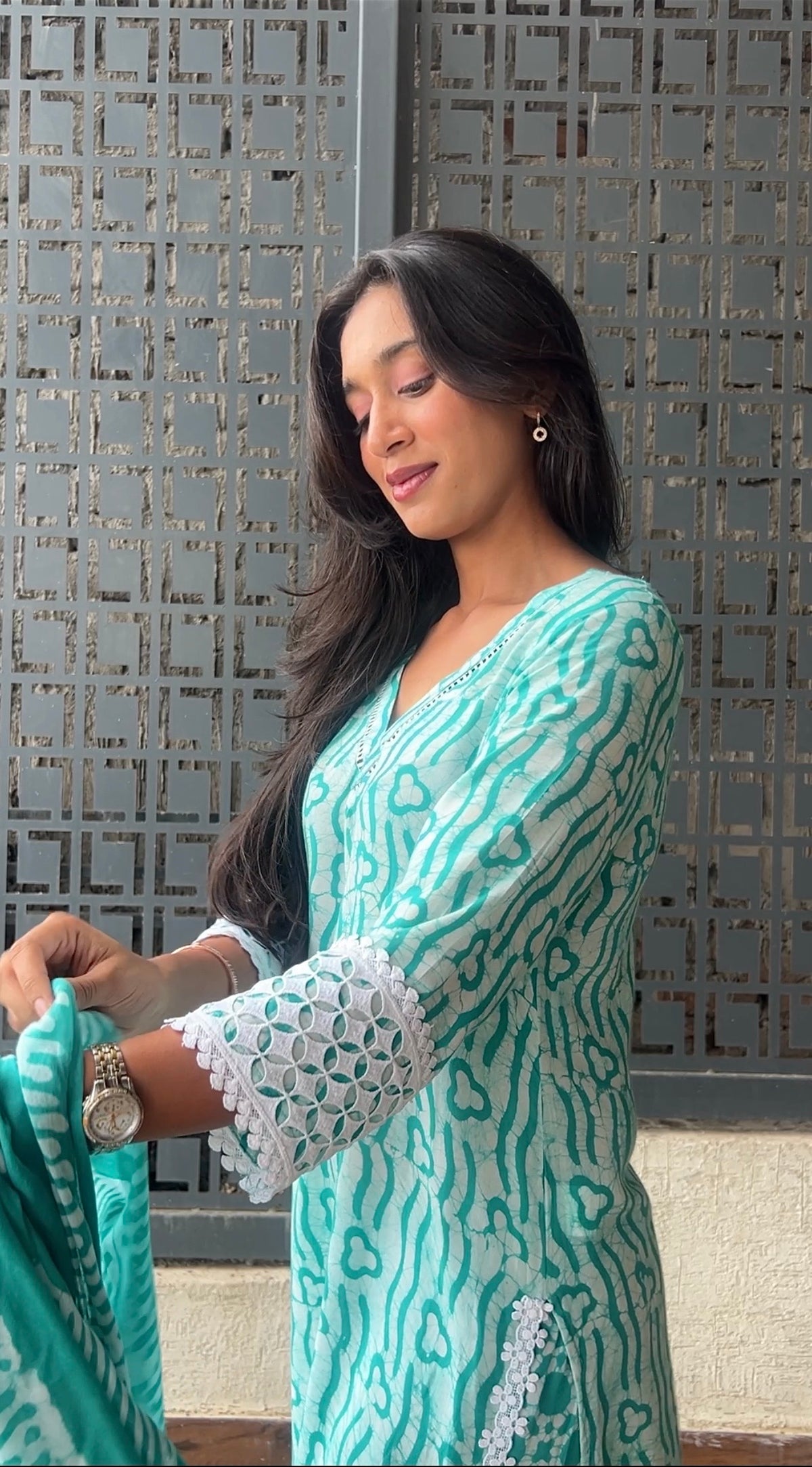 Sea Green Batik Kurta Set