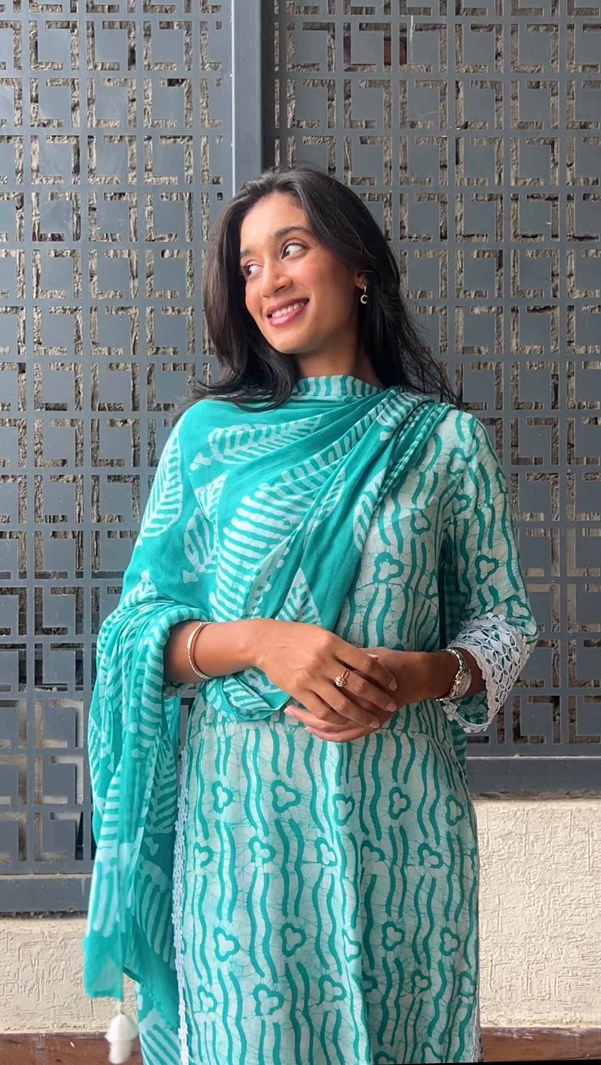Sea Green Batik Kurta Set