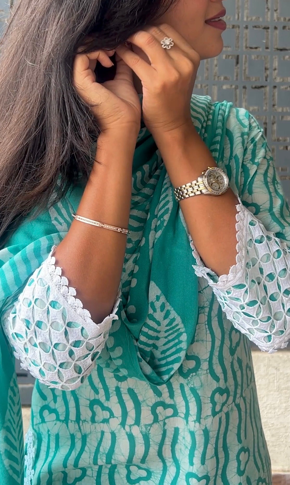 Sea Green Batik Kurta Set