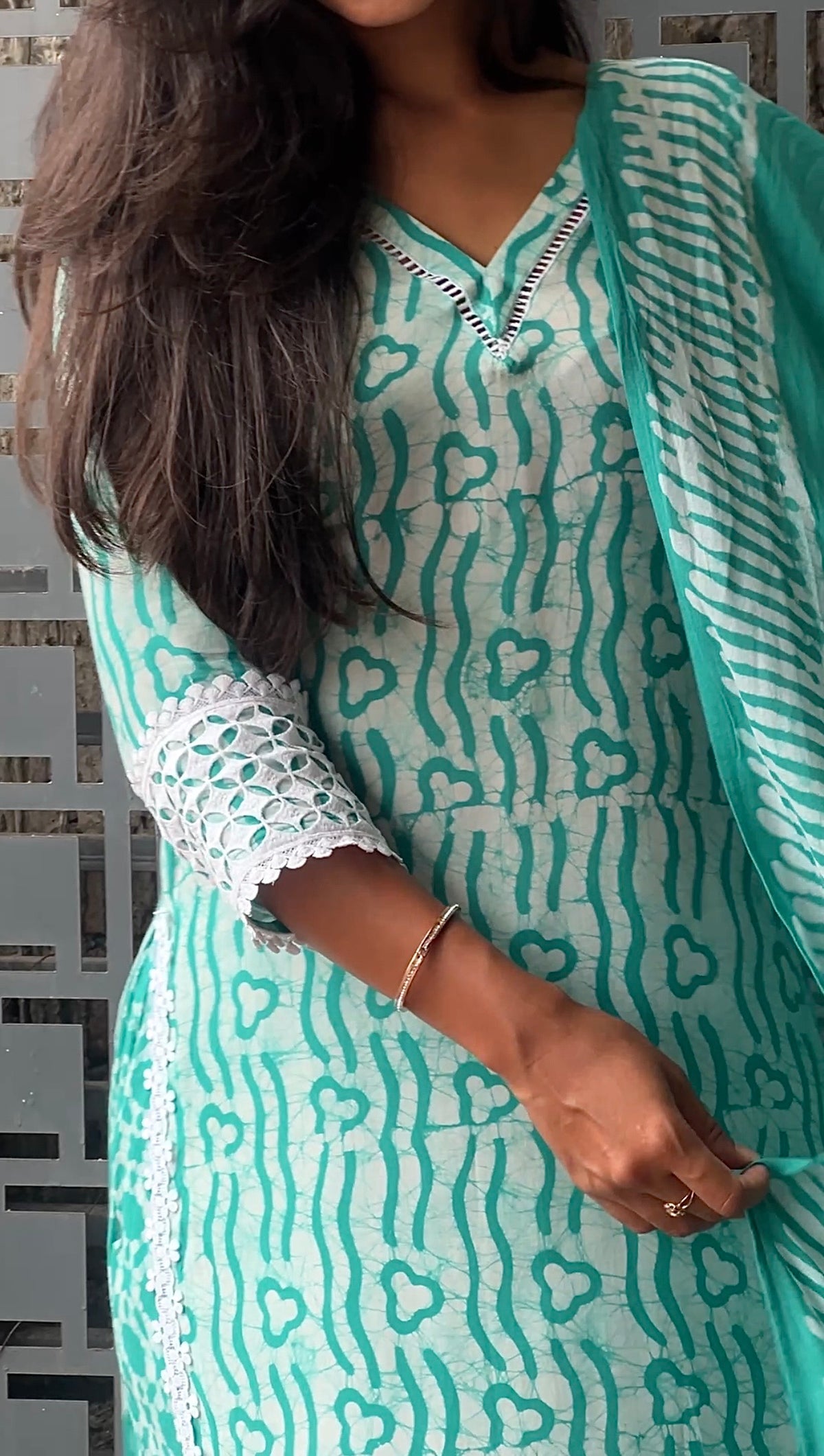 Sea Green Batik Kurta Set