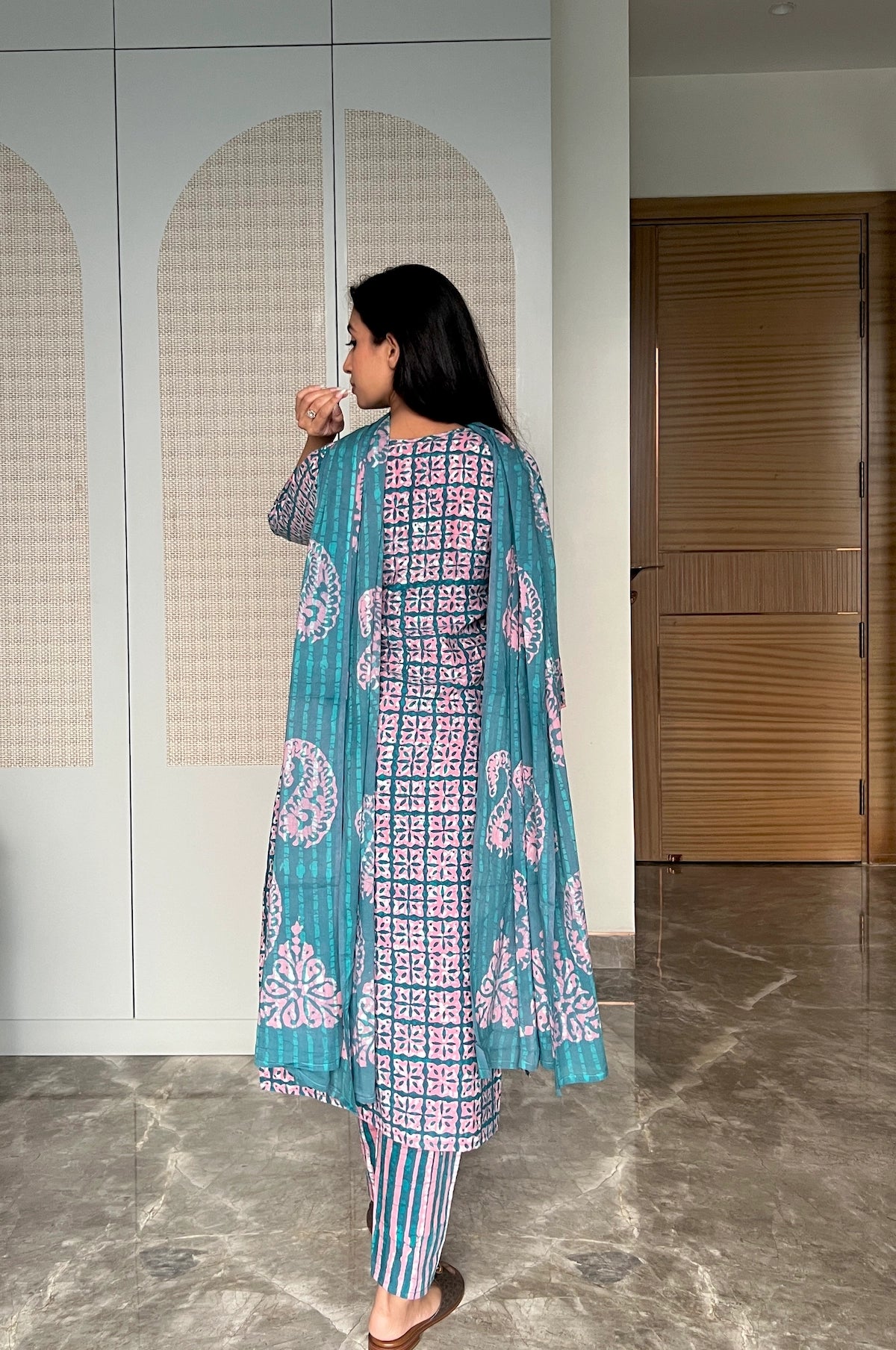 Pink Fern Batik Suit Set