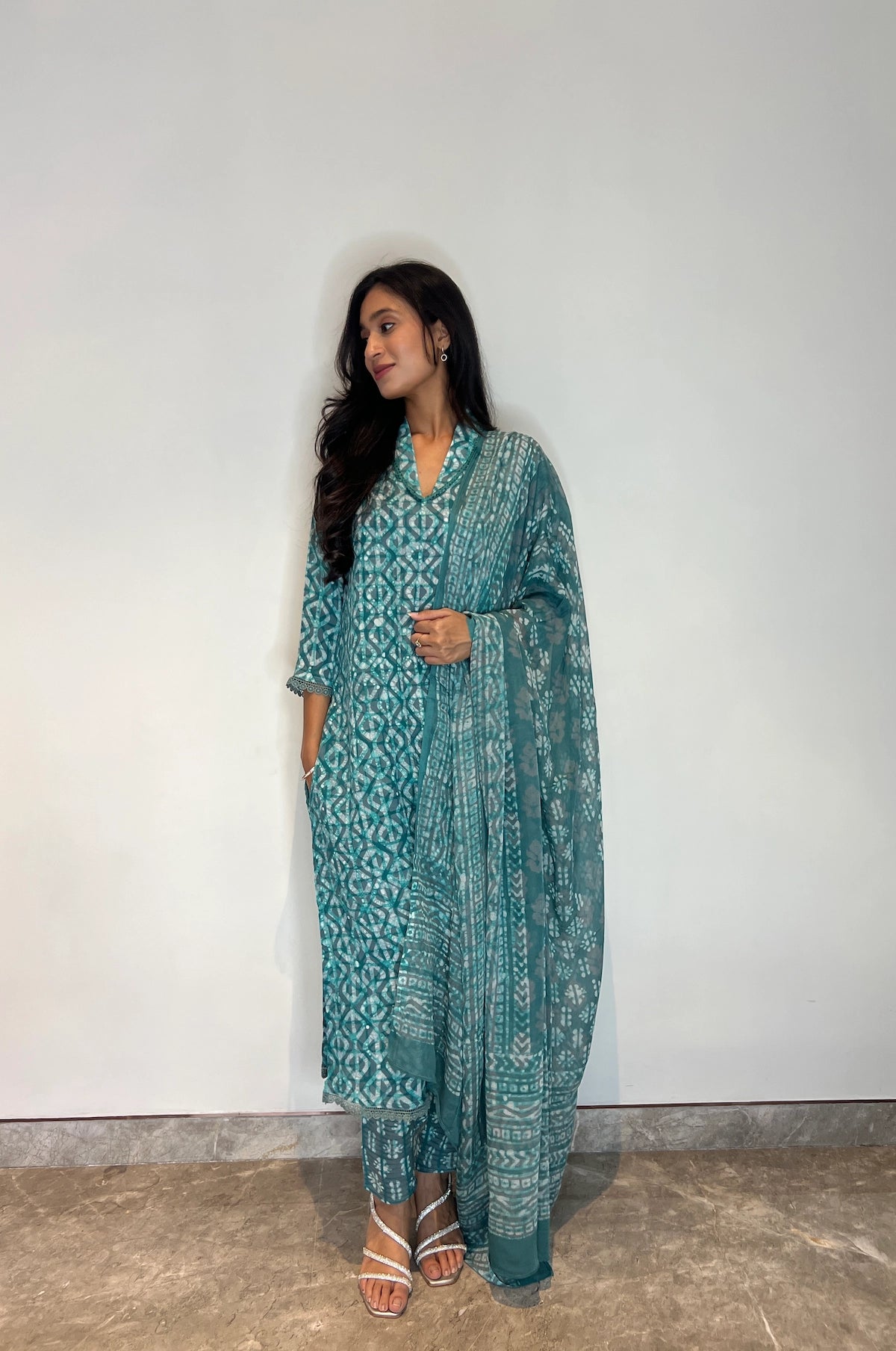 Blue Tide Batik Suit Set – styled look | handcrafted batik ethnic wear for women | Shades of You