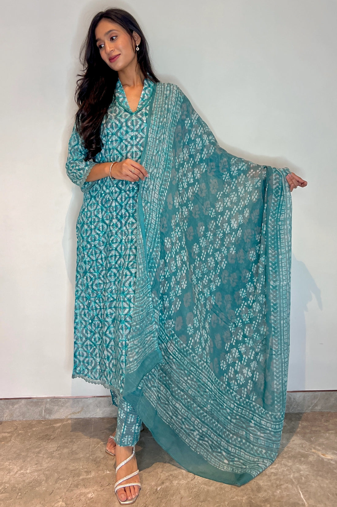 Blue Tide Batik Suit Set