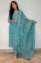 Blue Tide Batik Suit Set