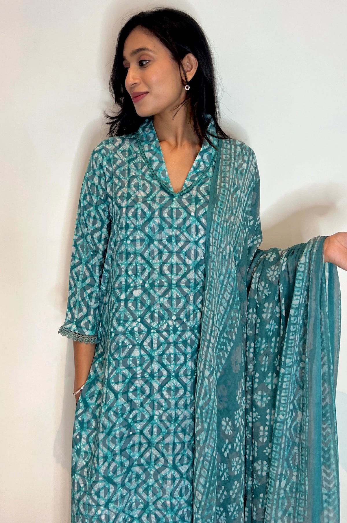 Blue Tide Batik Suit Set