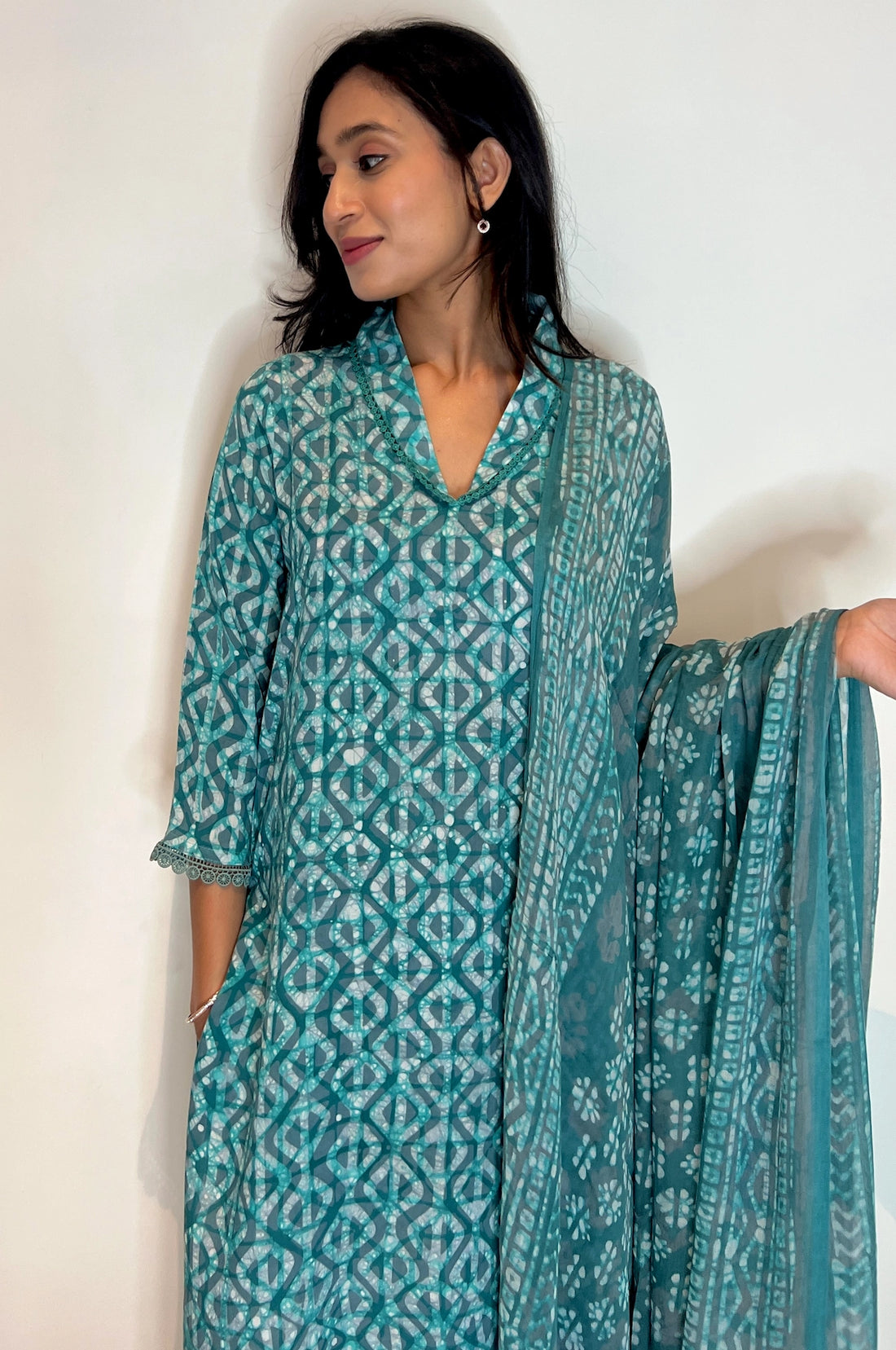 Blue Tide Batik Suit Set