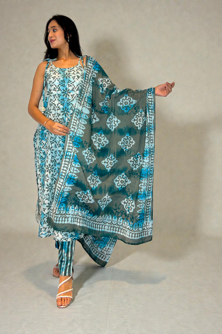 Batik Grey Aasman Suit Set