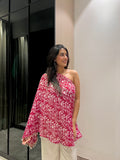 Rhea Red One Shoulder Batik Co-ord Set