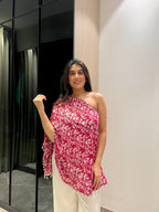 Rhea Red One Shoulder Batik Co-ord Set