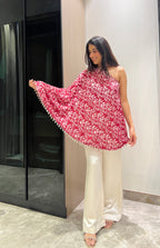 Rhea Red One Shoulder Batik Co-ord Set