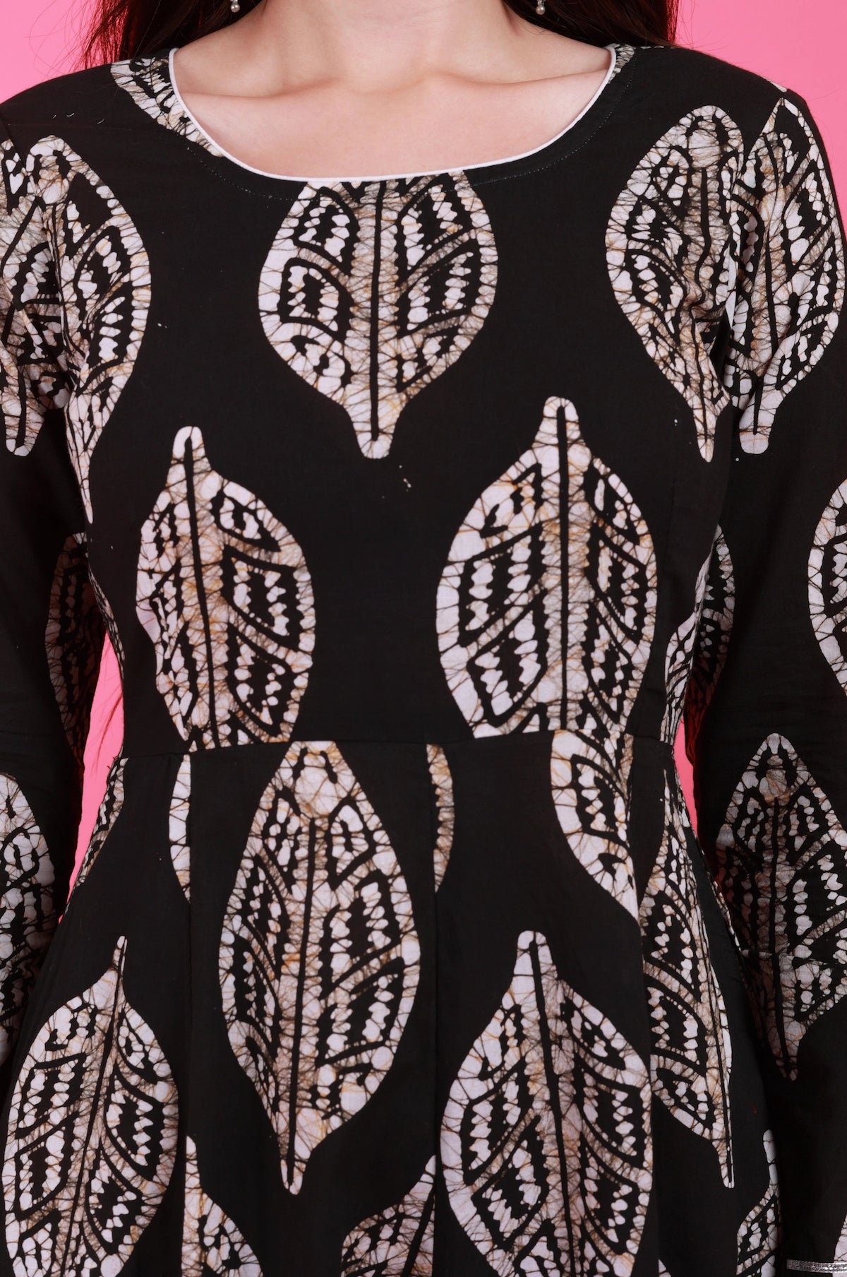 Petal Anarkali Set in Batik - Black – styled look | handcrafted batik ethnic wear for women | Shades of You
