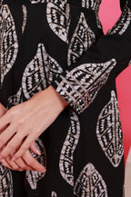 Petal Anarkali Set in Batik - Black – detail shot | handcrafted batik ethnic wear for women | Shades of You