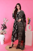 Petal Anarkali Set in Batik - Black – side view | handcrafted batik ethnic wear for women | Shades of You