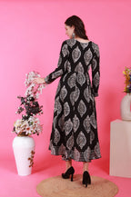 Petal Anarkali Set in Batik - Black – back view | handcrafted batik ethnic wear for women | Shades of You
