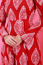 Petal Anarkali Set in Batik - Red