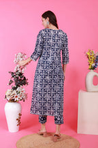 Batik Gota Lurex Suit Set - Navy