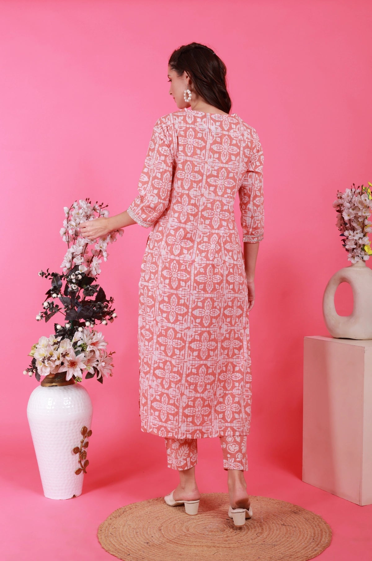 Batik Gota Lurex Suit Set - Rose
