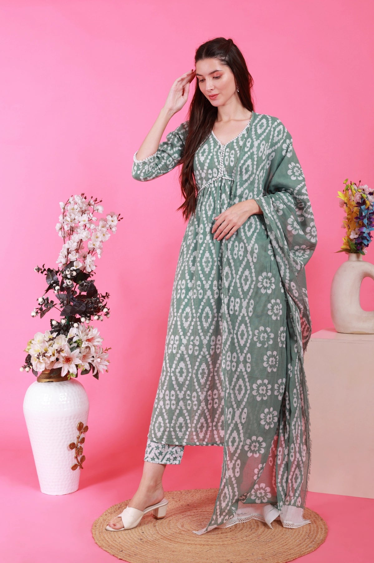 Batik in Alia’s Anarkali Suit - Olive