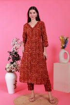 Noorban Batik Suit Set Maroon