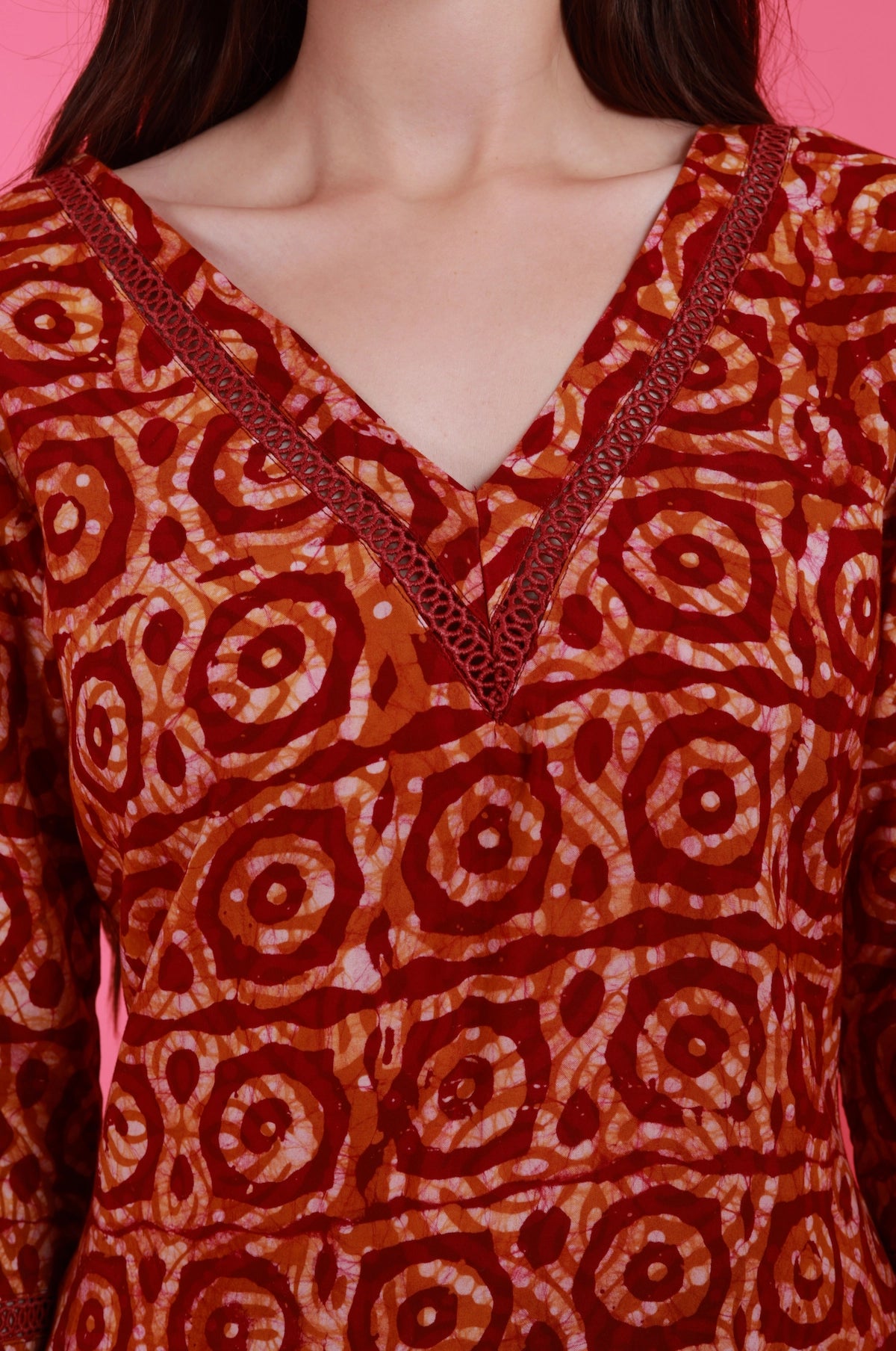 Noorban Batik Suit Set Maroon