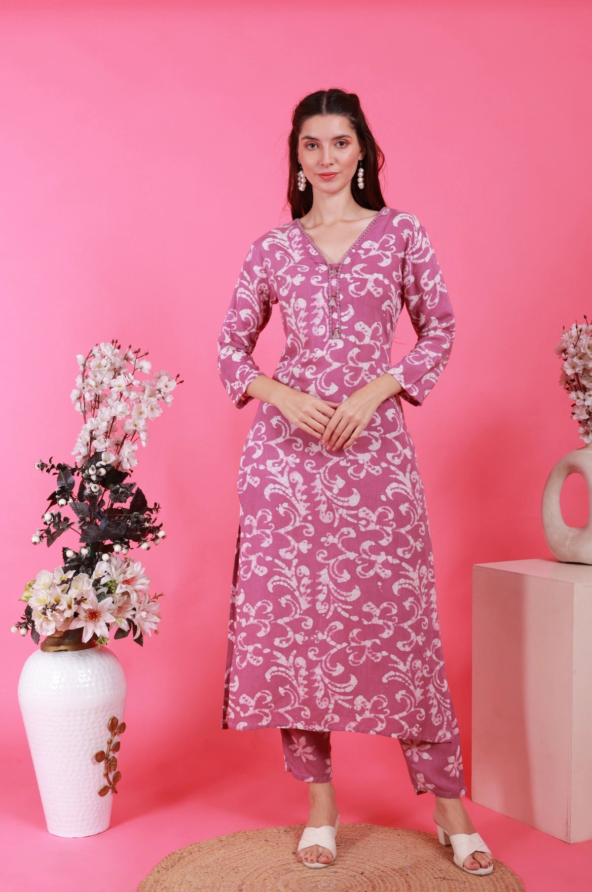 Batik Suit in Fog Lavendar