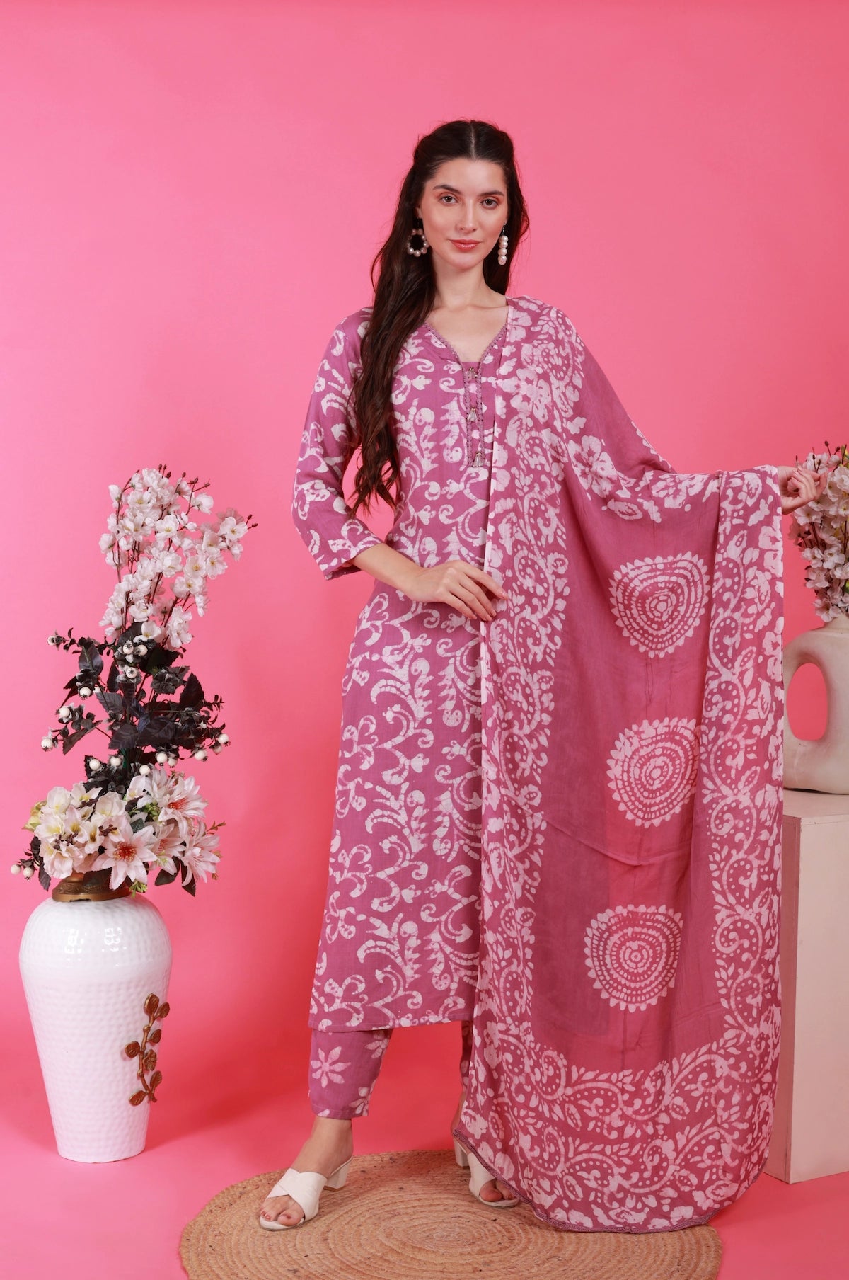 Batik Suit in Fog Lavendar