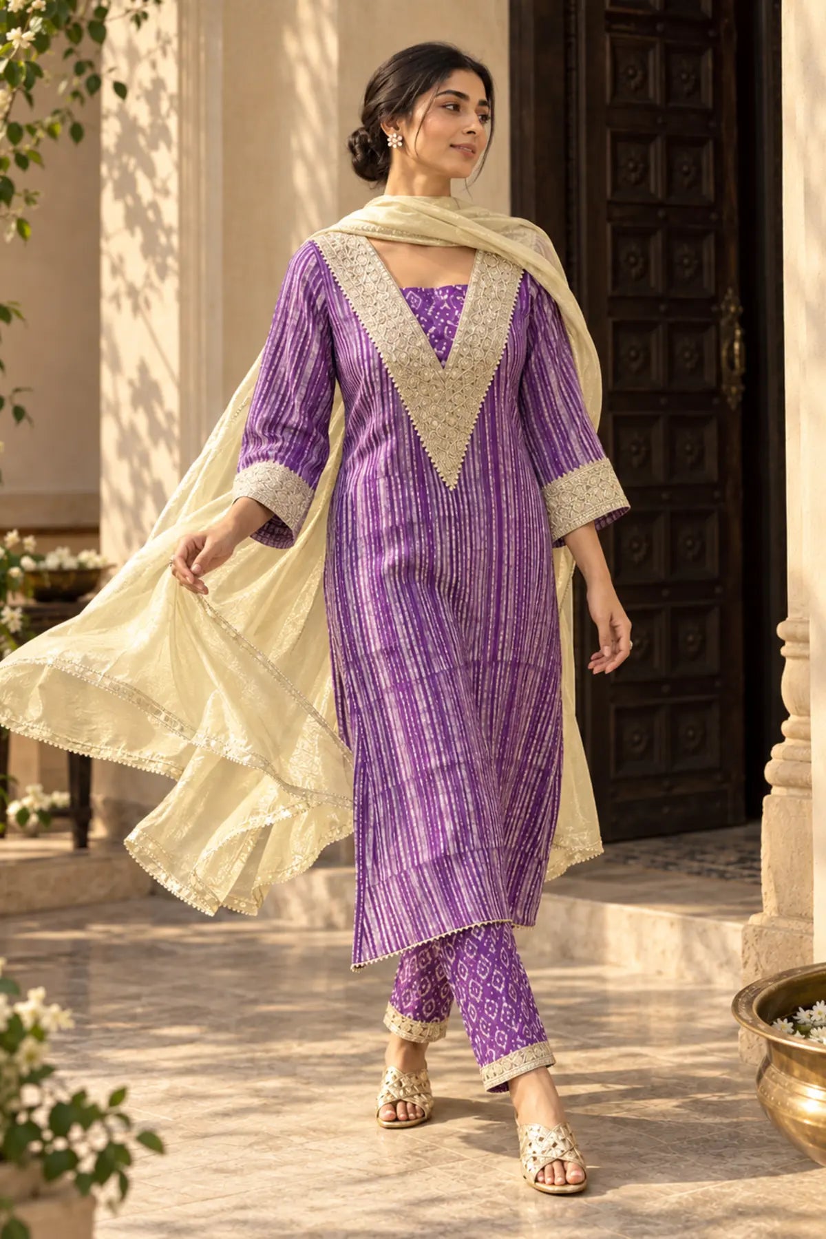 Amethyst Batik Suit Set – back view | handcrafted batik ethnic wear for women | Shades of You