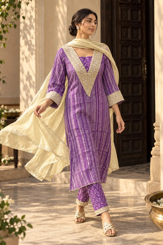 Amethyst Batik Suit Set – back view | handcrafted batik ethnic wear for women | Shades of You