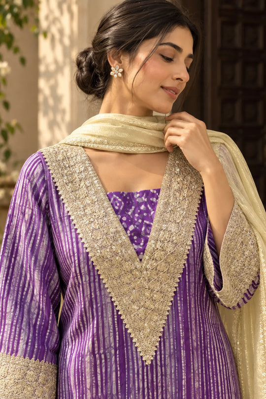 Amethyst Batik Suit Set – styled look | handcrafted batik ethnic wear for women | Shades of You, detail