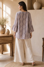 Batik Grey Sky Tunic – detail shot | handcrafted batik ethnic wear for women | Shades of You
