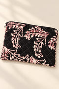 Black Blush Leaf Quilted Batik Laptop Sleeve