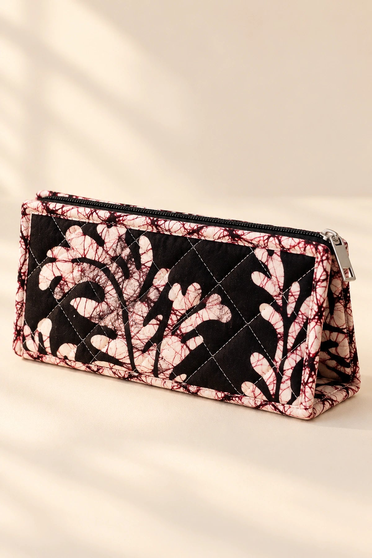 Utility Pouch in Black Blush Leaf