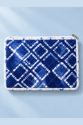 Blue Shibori Check Quilted Batik Small Pouch