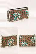 Brown Teal Leaf Pouch Trio