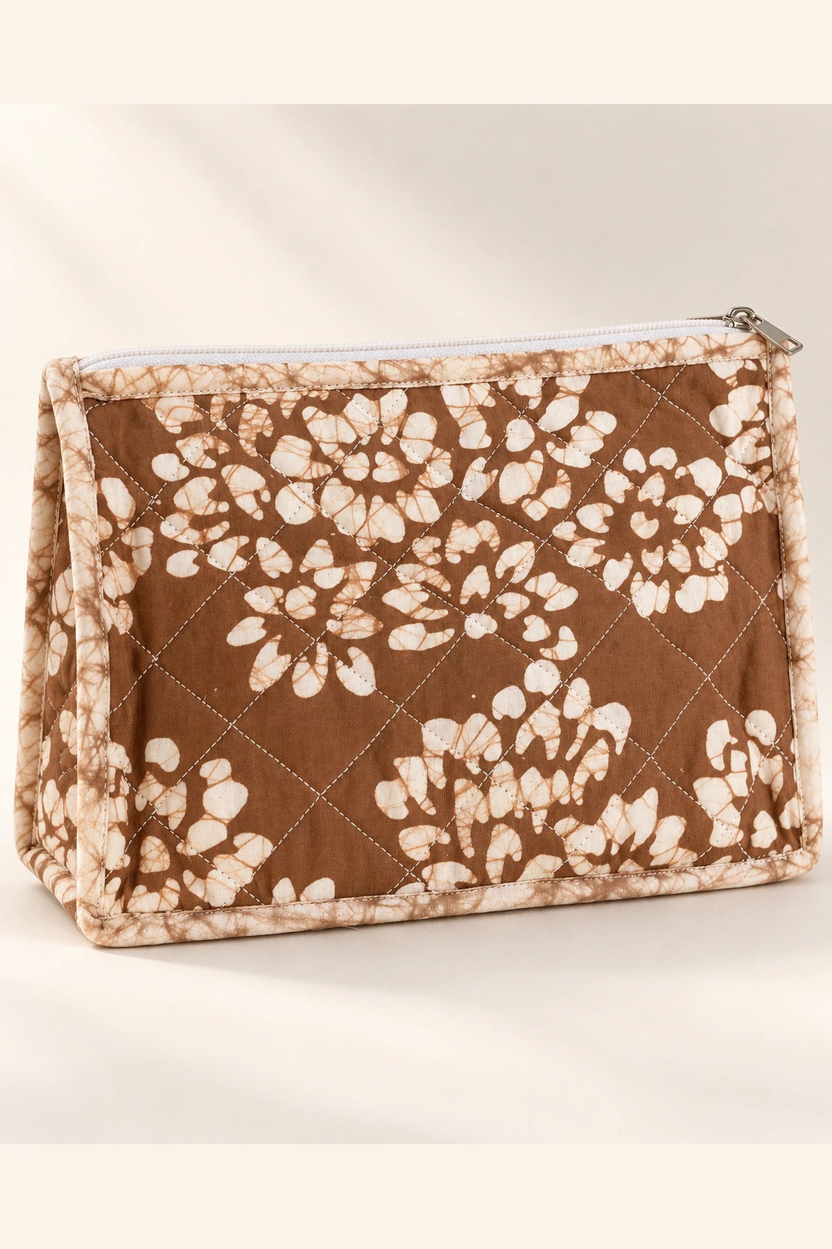 Makeup Pouch in Brown White Floral
