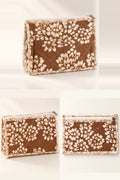 Brown White Floral Pouch Trio