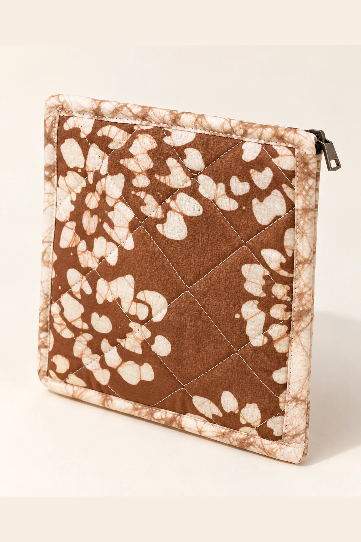 Coin Pouch in Brown White Floral print – back view | Shades of You