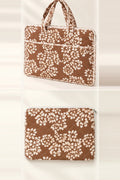 Brown White Floral Work Set