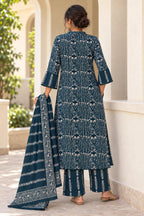 Batik Crazy In Love Suit Set - Rama Green – back view | handcrafted batik ethnic wear for women | Shades of You