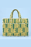 Green Mustard Stripe Quilted Batik Laptop Bag