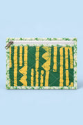 Green Mustard Stripe Quilted Batik Small Pouch