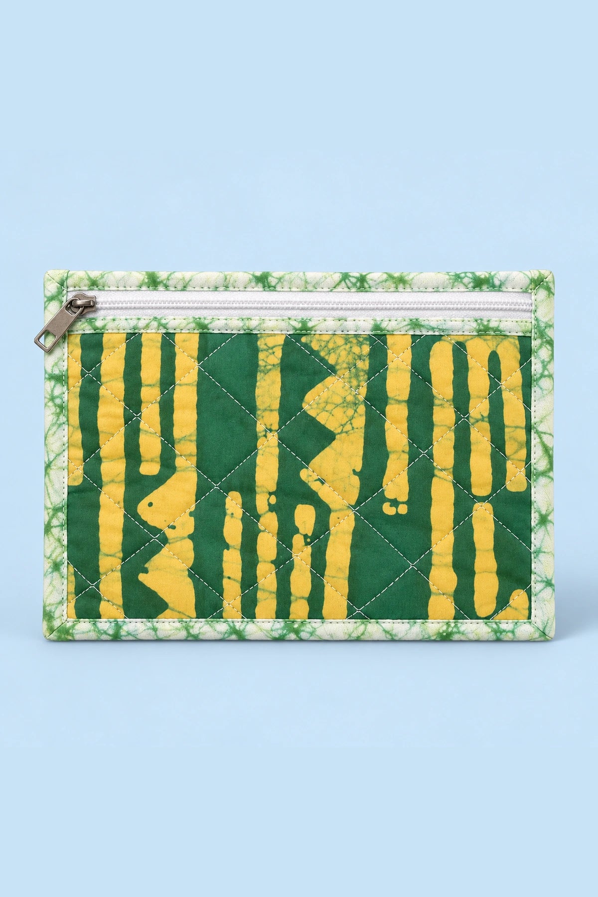 Small Pouch in Green Mustard Stripe