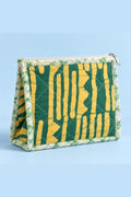 Green Mustard Stripe Quilted Batik Utility Pouch