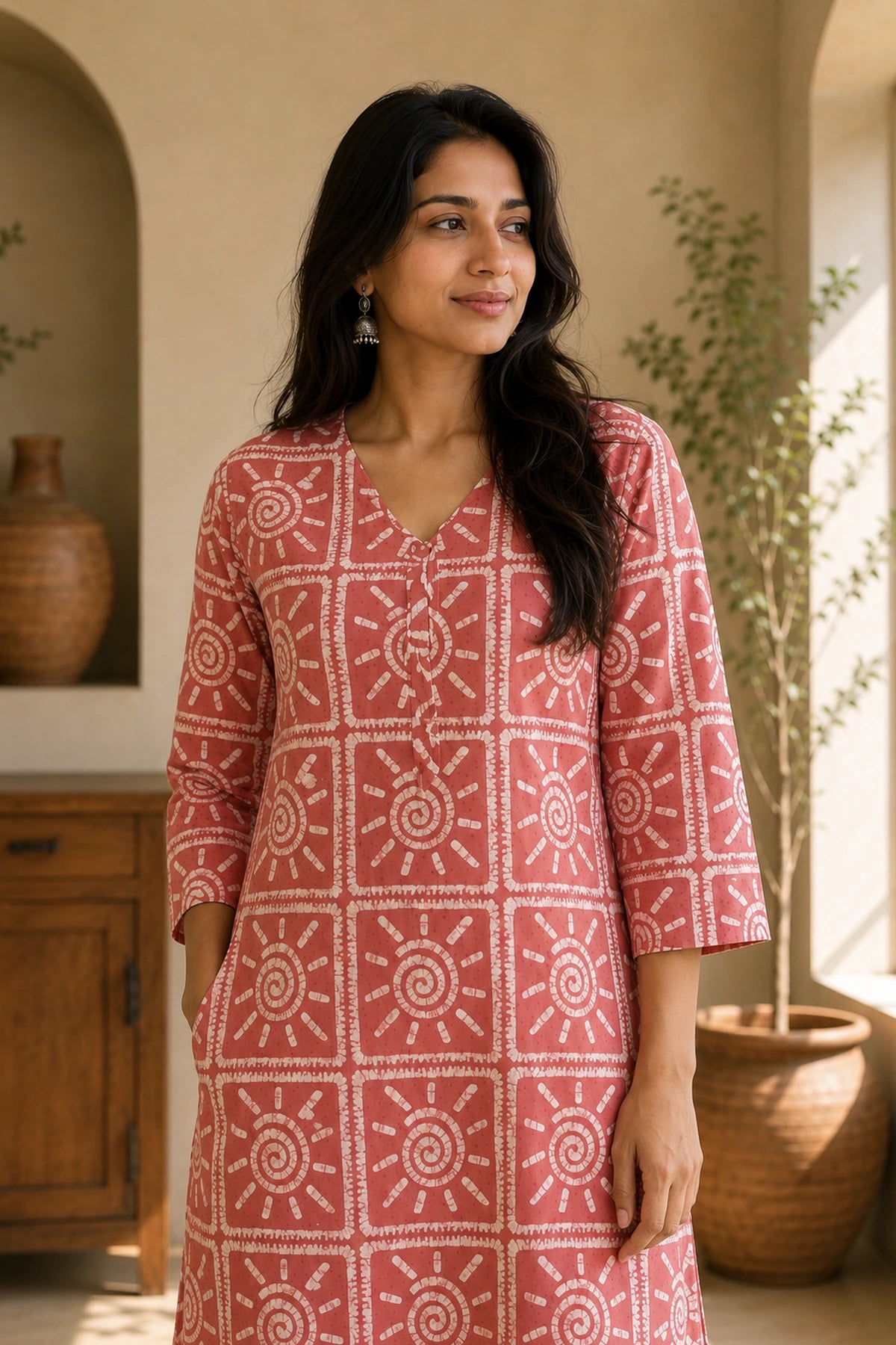Rose Quartz Batik Textured Kurta