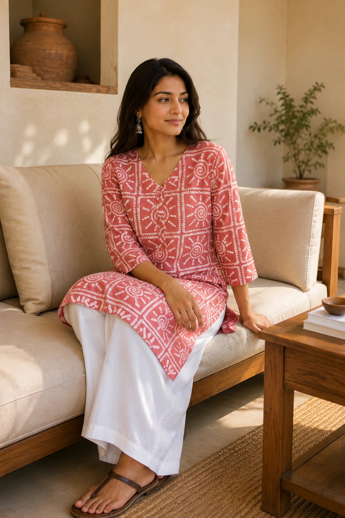 Rose Quartz Batik Textured Kurta