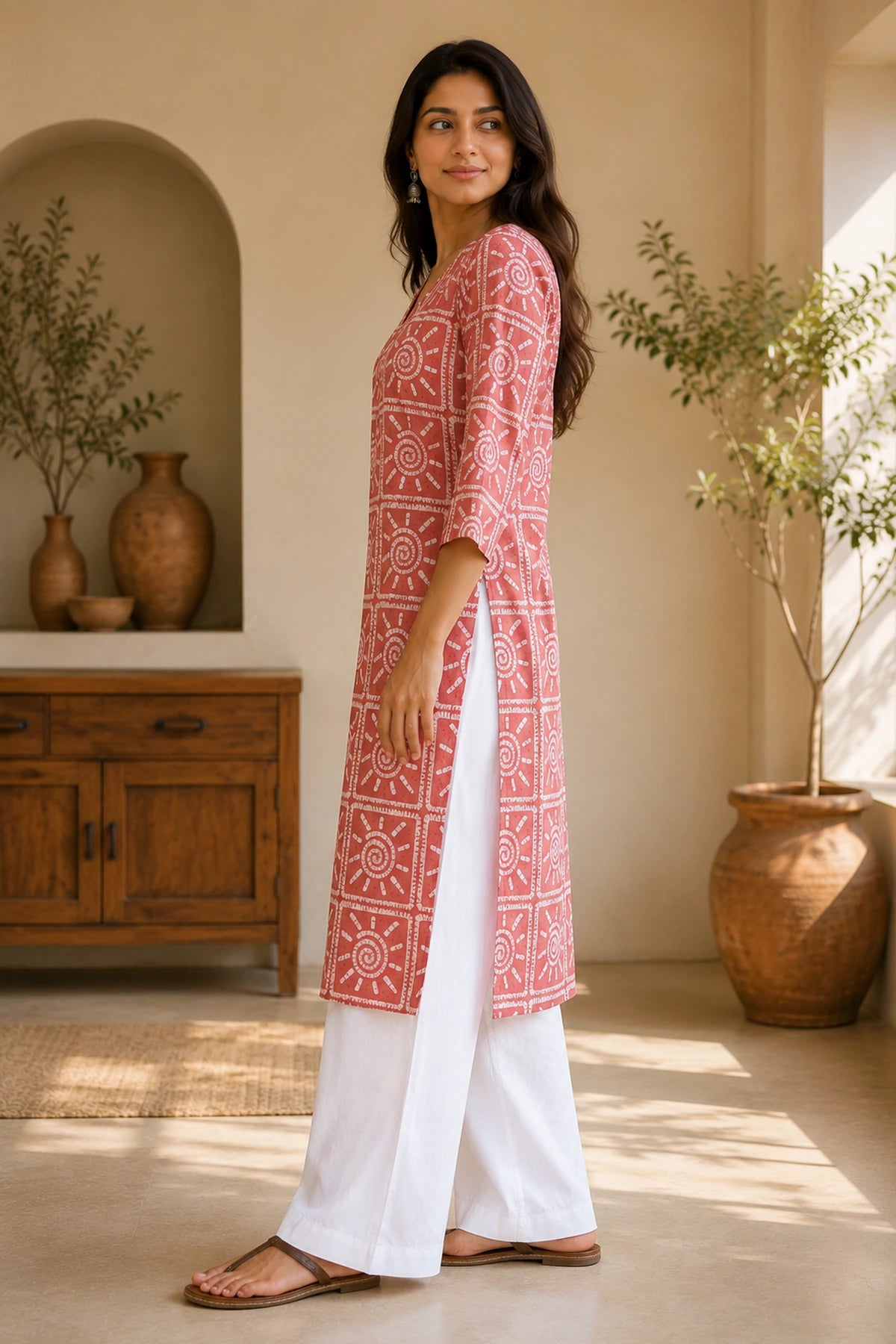 Rose Quartz Batik Textured Kurta