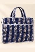 Indigo Ikat Stripe Quilted Batik Laptop Bag