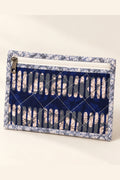 Indigo Ikat Stripe Quilted Batik Small Pouch