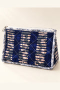 Indigo Ikat Stripe Quilted Batik Utility Pouch
